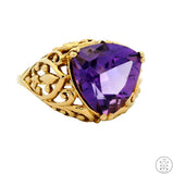 10k Yellow Gold Fashion Ring with Amethyst Size 10.5