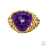 10k Yellow Gold Fashion Ring with Amethyst Size 10.5