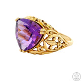 10k Yellow Gold Fashion Ring with Amethyst Size 10.5