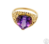 10k Yellow Gold Fashion Ring with Amethyst Size 10.5