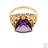 10k Yellow Gold Fashion Ring with Amethyst Size 10.5