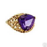 10k Yellow Gold Fashion Ring with Amethyst Size 10.5