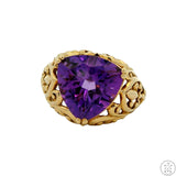 10k Yellow Gold Fashion Ring with Amethyst Size 10.5