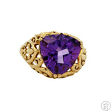 10k Yellow Gold Fashion Ring with Amethyst Size 10.5