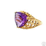 10k Yellow Gold Fashion Ring with Amethyst Size 10.5