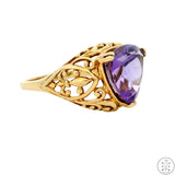 10k Yellow Gold Fashion Ring with Amethyst Size 10.5