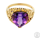 10k Yellow Gold Fashion Ring with Amethyst Size 10.5