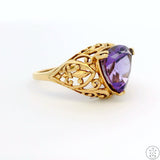 10k Yellow Gold Fashion Ring with Amethyst Size 10.5