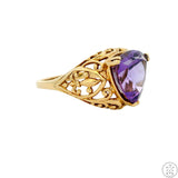 10k Yellow Gold Fashion Ring with Amethyst Size 10.5