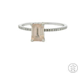 New 10k White Gold Engagement Ring with Morganite and Diamond Size 9