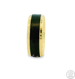 New 14k Yellow Gold Mens Wedding Band 8 mm with Carbon Fiber Size 10 Comfort Fit