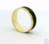 New 14k Yellow Gold Mens Wedding Band 8 mm with Carbon Fiber Size 10 Comfort Fit