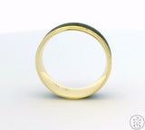 New 14k Yellow Gold Mens Wedding Band 8 mm with Carbon Fiber Size 10 Comfort Fit