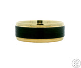 New 14k Yellow Gold Mens Wedding Band 8 mm with Carbon Fiber Size 10 Comfort Fit