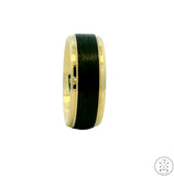 New 14k Yellow Gold Mens Wedding Band 8 mm with Carbon Fiber Size 10 Comfort Fit