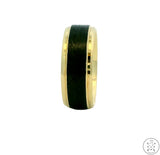 New 14k Yellow Gold Mens Wedding Band 8 mm with Carbon Fiber Size 10 Comfort Fit