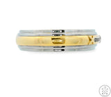 14k Yellow Gold and Stainless Steel Mens Wedding Band 6.6 mm with Diamonds Size 12