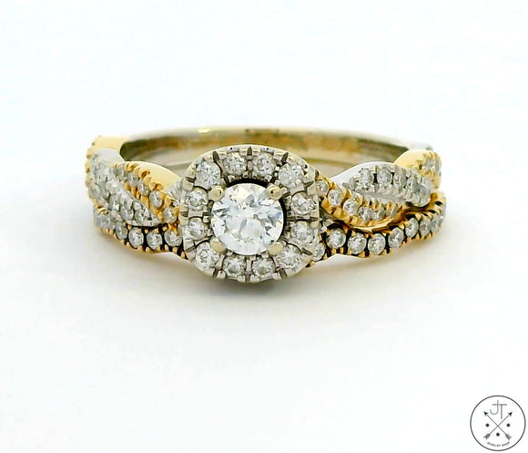 Neil Lane 14k White and Yellow Gold Engagement Ring set 3/4 ctw Diamonds Size 6.5