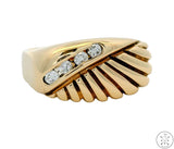 Vintage Deco 14k Yellow Gold Band with Diamonds Size 8 Unisex