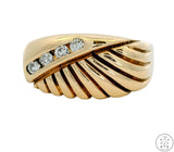 Vintage Deco 14k Yellow Gold Band with Diamonds Size 8 Unisex