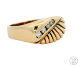 Vintage Deco 14k Yellow Gold Band with Diamonds Size 8 Unisex