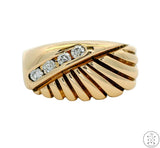 Vintage Deco 14k Yellow Gold Band with Diamonds Size 8 Unisex