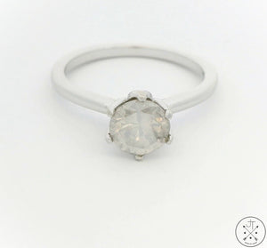 New 18k White Gold Solitaire Engagement Ring with 1 Carat Icy White Diamond Size 7.25