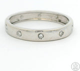 Splendori 18k White Gold 3.4 mm Band with Diamonds Size 8.25 Italy