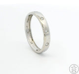 Splendori 18k White Gold 3.4 mm Band with Diamonds Size 8.25 Italy