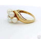 10k Yellow Gold Ring with Pearl and Diamond Size 6