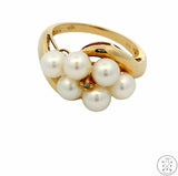 10k Yellow Gold Ring with Pearl and Diamond Size 6