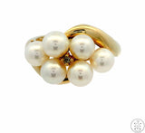 10k Yellow Gold Ring with Pearl and Diamond Size 6