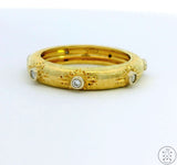 Custom 18k Yellow Gold 4.1 mm Florentine Band with Diamonds Size 7 Italy