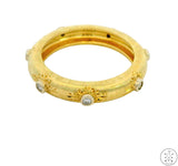 Custom 18k Yellow Gold 4.1 mm Florentine Band with Diamonds Size 7 Italy