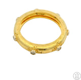 Custom 18k Yellow Gold 4.1 mm Florentine Band with Diamonds Size 7 Italy