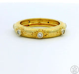 Custom 18k Yellow Gold 4.1 mm Florentine Band with Diamonds Size 7 Italy