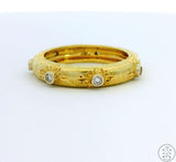 Custom 18k Yellow Gold 4.1 mm Florentine Band with Diamonds Size 7 Italy