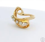 Vintage 10k Yellow Gold Ring with Diamonds Size 6.5 Artsy Freeform