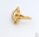 Vintage 10k Yellow Gold Ring with Diamonds Size 6.5 Artsy Freeform