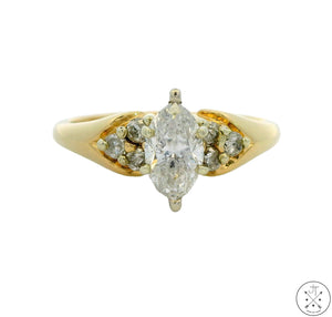 14k Yellow Gold Marquise Engagement Ring with 1 ctw Diamonds Size 9.5