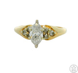 14k Yellow Gold Marquise Engagement Ring with 1 ctw Diamonds Size 9.5