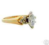 14k Yellow Gold Marquise Engagement Ring with 1 ctw Diamonds Size 9.5