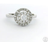 14k White Gold Halo Engagement Ring with 1/2 ctw Diamonds Size 6