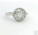 14k White Gold Halo Engagement Ring with 1/2 ctw Diamonds Size 6