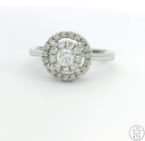 14k White Gold Halo Engagement Ring with 1/2 ctw Diamonds Size 6