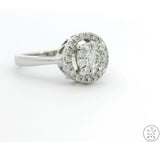 14k White Gold Halo Engagement Ring with 1/2 ctw Diamonds Size 6