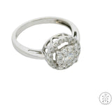 14k White Gold Halo Engagement Ring with 1/2 ctw Diamonds Size 6