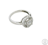 14k White Gold Halo Engagement Ring with 1/2 ctw Diamonds Size 6