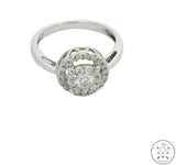 14k White Gold Halo Engagement Ring with 1/2 ctw Diamonds Size 6