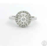 14k White Gold Halo Engagement Ring with 1/2 ctw Diamonds Size 6